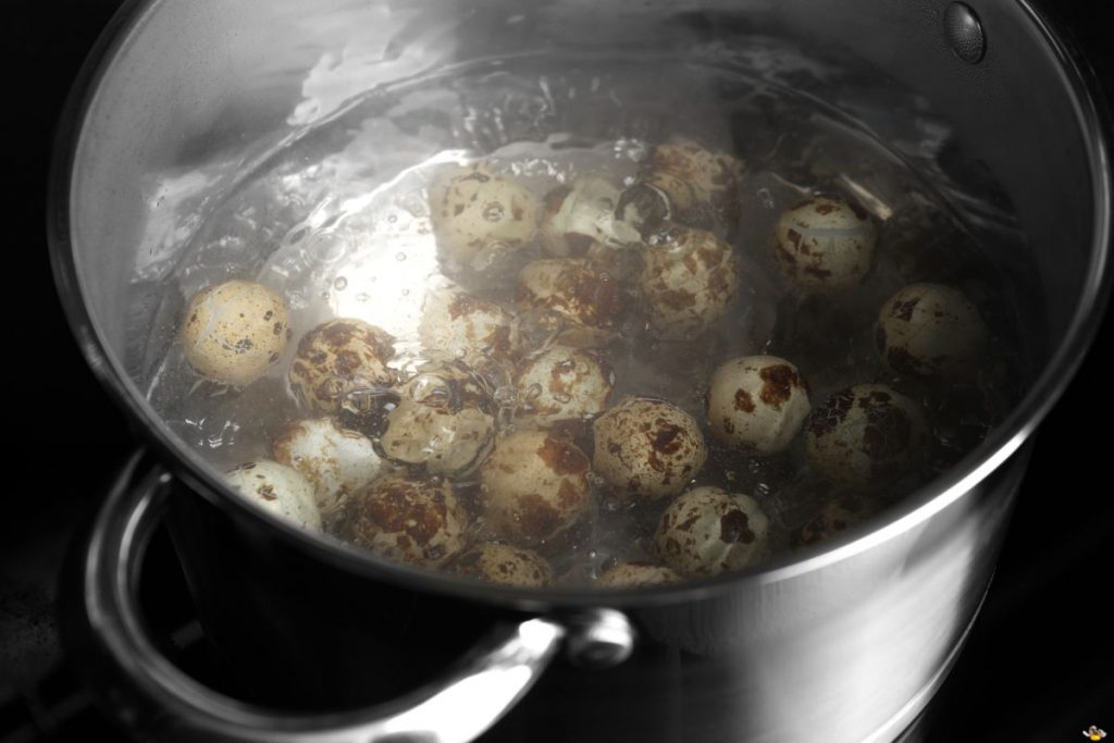 Wachteleier kochen im Topf